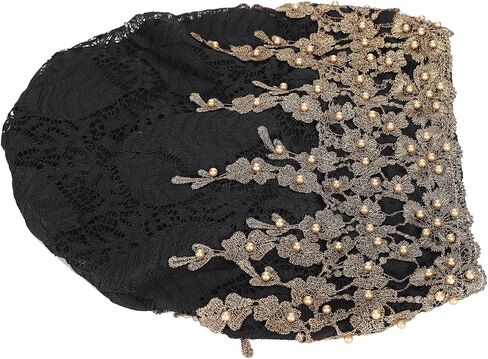 Tnfeeon Bonnet Casual Hat Fashion Beaded Lace Breathable Loose Lazy Beanie for Women(27 * 23 * 2cm Black) in Kuwait