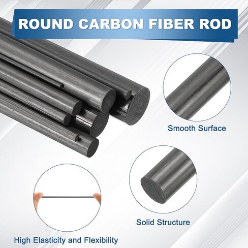 uxcell 2Pcs Carbon Fiber Rods, 8mm Dia 305mm Length 5/16"x12" Solid Matte Round Bar Pole for RC Airplane Cars Model Kite Wing Tube Quadcopter Arm DIY Craft, Black in Kuwait