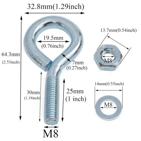 yukata 5/16 "x 1.18" Male Threaded Machinery Lifting Ring Bolts with Nut Shoulder Hook Bolt Eye Bolts Marine Expansion Class for Furniture Repair, Lathe, Fixture and Machinery 6Set in Kuwait