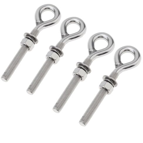 4 Pack 1/2" x 3.5" Eye Bolt with Nut and Washers, M12 Stainless Steel Eye Bolts, Threaded Round Hook Eyelet Bolt Screw, 5.6" Total Length Shoulder Lifting Ring Eyebolts Heavy Duty in Kuwait