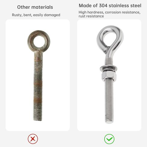 4 Pack 1/2" x 3.5" Eye Bolt with Nut and Washers, M12 Stainless Steel Eye Bolts, Threaded Round Hook Eyelet Bolt Screw, 5.6" Total Length Shoulder Lifting Ring Eyebolts Heavy Duty in Kuwait