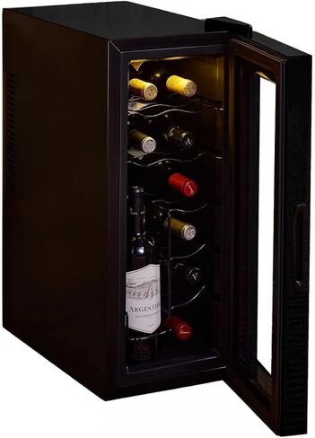 مبرد نبيذ Slimline مكون من 12 زجاجة من Wine Enthusiast - ثلاجة نبيذ قائمة بذاتها موفرة للطاقة - تخزين زجاجات في وضع مستقيم، ترموستات قابل للتعديل، شاشة لمس رقمية (20.3 بوصة × 10.4 بوصة × 25.4 بوصة) in Kuwait