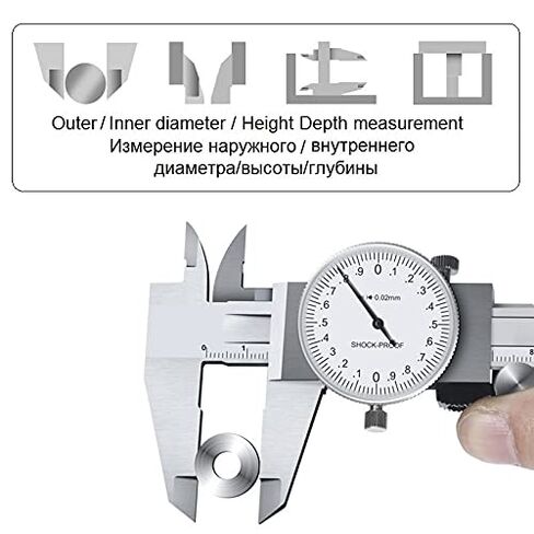 Dial Calipers High Precision Metal Vernier Shockproof Height Depth Inner Outer Diameter Tester Measuring Tools in Kuwait