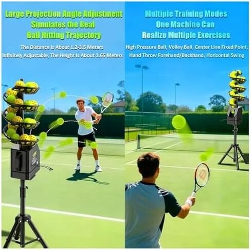 Tennis Ball Machine,Pitching Machine, Automatic Tennis Launcher Smart Ball Machine with Random Serve Adjustable Tripod for Practice and Training in Kuwait