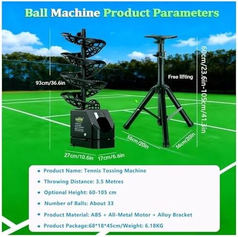 Tennis Ball Machine,Pitching Machine, Automatic Tennis Launcher Smart Ball Machine with Random Serve Adjustable Tripod for Practice and Training in Kuwait