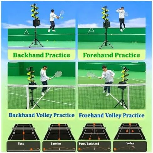 Tennis Ball Machine,Pitching Machine, Automatic Tennis Launcher Smart Ball Machine with Random Serve Adjustable Tripod for Practice and Training in Kuwait