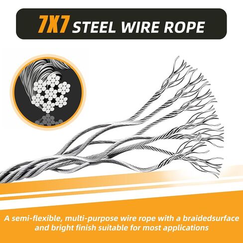 Stage Light Safety Cables, 24 Inch Stainless Steel Security Wire Rope,150 lb Load Duty Safety Cable for DJ Lights, PAR Lights, Moving Head Lights, Projector and Party Lighting Pack of 4(1/8" dia 4pcs) in Kuwait