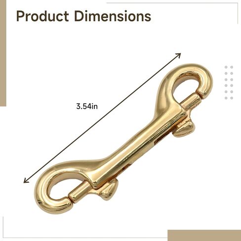 8 Pcs Brass Double End Snap Hook, 3.5 in, Solid Brass Pet Hook for Leashes, Diving Hook Clips for Backpacks, Chains, Straps, Gold Color in Kuwait