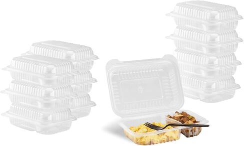 حاويات طعام Karat Clamshell Take Out [9 × 6" - 250 قيراط] صناديق متينة وقابلة للاستخدام في الميكروويف وقابلة للتكديس ومقاومة للتشققات | شفافة in Kuwait