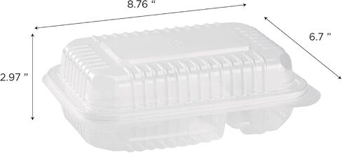 حاويات طعام Karat Clamshell Take Out [9 × 6" - 250 قيراط] صناديق متينة وقابلة للاستخدام في الميكروويف وقابلة للتكديس ومقاومة للتشققات | شفافة in Kuwait