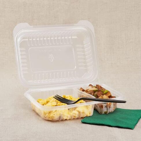 حاويات طعام Karat Clamshell Take Out [9 × 6" - 250 قيراط] صناديق متينة وقابلة للاستخدام في الميكروويف وقابلة للتكديس ومقاومة للتشققات | شفافة in Kuwait