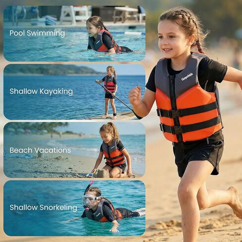سترة سباحة للشباب من Gogokids للأطفال والمراهقين والأولاد والبنات بوزن 50-90 رطلاً و75-125 رطلاً، وسترة سباحة من القماش الناعم ثلاثي الأبعاد، وسترة خفيفة الوزن تطفو على حمام السباحة مع أشرطة قابلة للتعديل للسباحة وقوارب الكاياك والرياضات المائية على الشاط in Kuwait