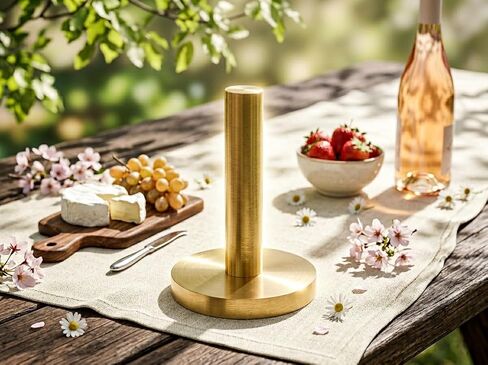 MY DRAP Napkin Roll Stand – Modern Metal Napkin Holder for Tabletop Use – Fits All MY DRAP Disposable Cloth Napkin Rolls – Elegant Dining & Entertaining Accessory - Gold finish in Kuwait