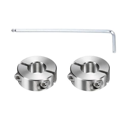 MECCANIXITY 2Pcs Double Split Shaft Collars, 13mm Bore 304 Stainless Steel One-Piece Clamping Collar 30mm OD 11mm Thick Locking Clamp with Set Screw for Industry Machine Tools, Silver in Kuwait