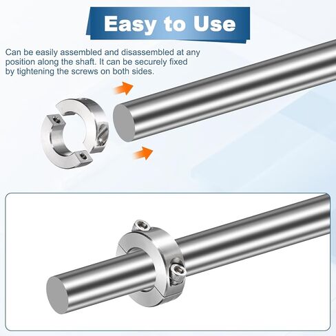 MECCANIXITY 2Pcs Double Split Shaft Collars, 13mm Bore 304 Stainless Steel One-Piece Clamping Collar 30mm OD 11mm Thick Locking Clamp with Set Screw for Industry Machine Tools, Silver in Kuwait