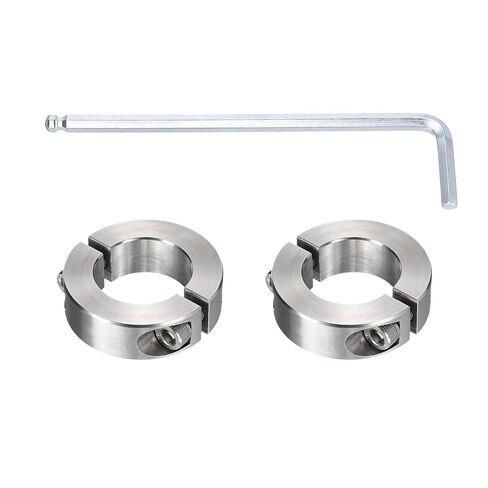 MECCANIXITY 2Pcs Double Split Shaft Collars, 13mm Bore 304 Stainless Steel One-Piece Clamping Collar 30mm OD 11mm Thick Locking Clamp with Set Screw for Industry Machine Tools, Silver in Kuwait