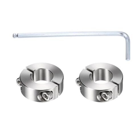 MECCANIXITY 2Pcs Double Split Shaft Collars, 13mm Bore 304 Stainless Steel One-Piece Clamping Collar 30mm OD 11mm Thick Locking Clamp with Set Screw for Industry Machine Tools, Silver in Kuwait