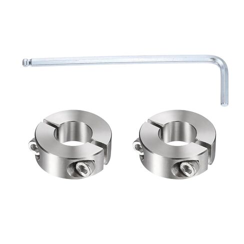 MECCANIXITY 2Pcs Double Split Shaft Collars, 13mm Bore 304 Stainless Steel One-Piece Clamping Collar 30mm OD 11mm Thick Locking Clamp with Set Screw for Industry Machine Tools, Silver in Kuwait