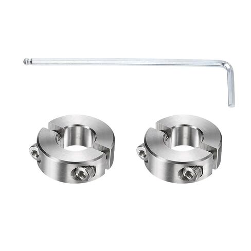MECCANIXITY 2Pcs Double Split Shaft Collars, 13mm Bore 304 Stainless Steel One-Piece Clamping Collar 30mm OD 11mm Thick Locking Clamp with Set Screw for Industry Machine Tools, Silver in Kuwait