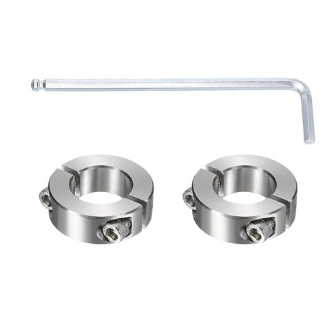 MECCANIXITY 2Pcs Double Split Shaft Collars, 13mm Bore 304 Stainless Steel One-Piece Clamping Collar 30mm OD 11mm Thick Locking Clamp with Set Screw for Industry Machine Tools, Silver in Kuwait