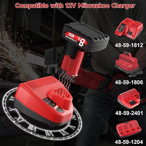 Upgraded 2Pack 8.0Ah 12V Battery Replacement for Milwaukee M12 Battery Lithium 48-11-2401 48-11-2412 48-11-2411 48-11-2420 48-11-2410 Cordless Tools in Kuwait