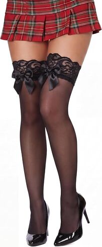 Syhood Valentine's Day Women Bow Lace Thigh High Stockings Knee High Socks Silicone Lace Top Sheer Stocking in Saudi Arabia