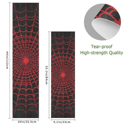 Bolaz Longboard Scooter Skateboard Grip Tape Sheet Deck Design Red Spiderweb Sandpaper Griptape Non Slip Tape Waterproof 44" x 10" in Kuwait