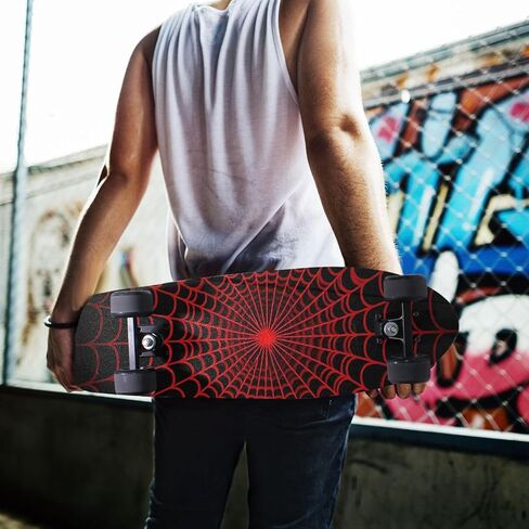 Bolaz Longboard Scooter Skateboard Grip Tape Sheet Deck Design Red Spiderweb Sandpaper Griptape Non Slip Tape Waterproof 44" x 10" in Kuwait