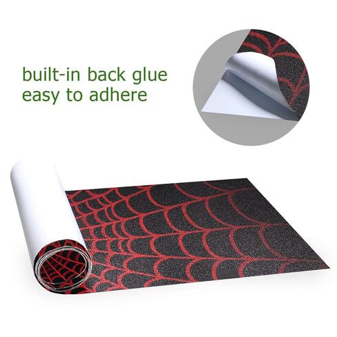 Bolaz Longboard Scooter Skateboard Grip Tape Sheet Deck Design Red Spiderweb Sandpaper Griptape Non Slip Tape Waterproof 44" x 10" in Kuwait