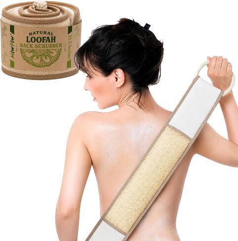 Natural Loofah Exfoliating Body Scrubber, Loofah Bath Sponge, Luffa for Women and Men, 100% Biodegradable Compostable, Dye Free, Zero Waste Eco Friendly Sustainable (Back Scrubber Pack 1) in Kuwait