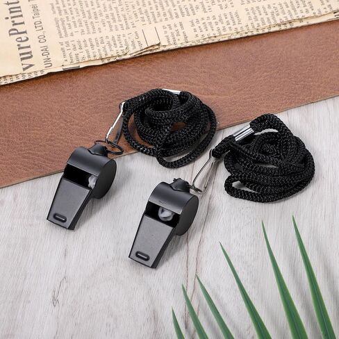 2 Pack Whistle for Coaches Stainless Steel Sports Whistle with Lanyard Loud Crisp Sound Referee Whistles for Football Basketball Soccer School Referees Coaches Lifeguard Emergency(Black) in Kuwait