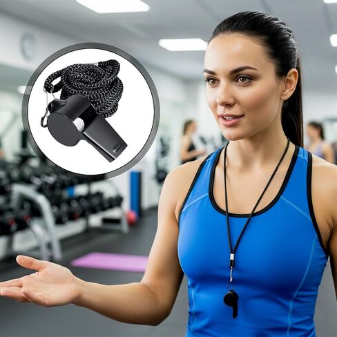 2 Pack Whistle for Coaches Stainless Steel Sports Whistle with Lanyard Loud Crisp Sound Referee Whistles for Football Basketball Soccer School Referees Coaches Lifeguard Emergency(Black) in Kuwait
