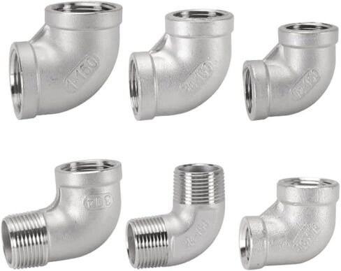 304 كوع من الفولاذ المقاوم للصدأ DN15 1/8" 1/4" 3/8" 1/2" 3/4" 1" 2" BSPT ذكر أنثى للأنابيب والصمامات تجهيزات أنابيب المياه (F-F، 1/4") in Kuwait