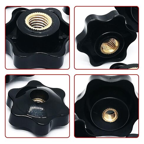 M10x38mm Screw-On Type Thru Threaded Knob Nuts,6-Star Shape Knurled Clamping Nuts(4PCS) in Kuwait
