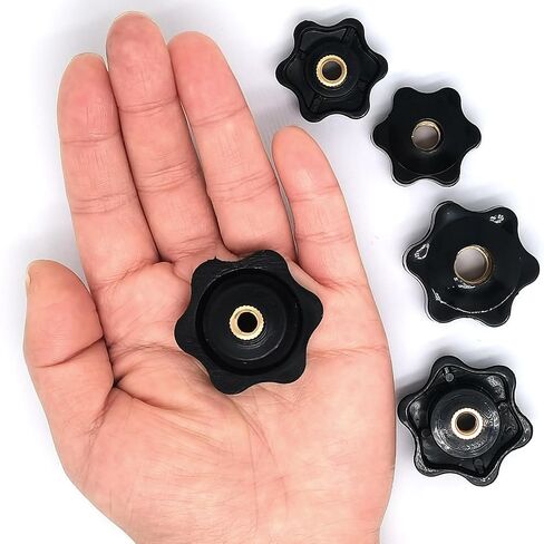 M10x38mm Screw-On Type Thru Threaded Knob Nuts,6-Star Shape Knurled Clamping Nuts(4PCS) in Kuwait