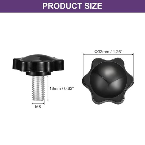 8Pcs Clamping Screw Knob, M8 x 16mm Hex Shaped Star Knob Plastic Grips Hand Tightening Screw Handle for Umbrella Base Mechanical Furniture, 32mm Dia in Kuwait