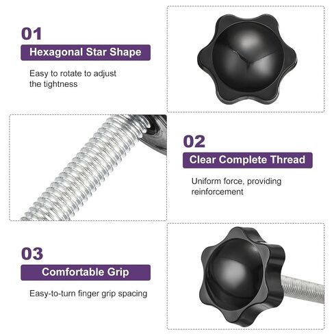 8Pcs Clamping Screw Knob, M8 x 16mm Hex Shaped Star Knob Plastic Grips Hand Tightening Screw Handle for Umbrella Base Mechanical Furniture, 32mm Dia in Kuwait