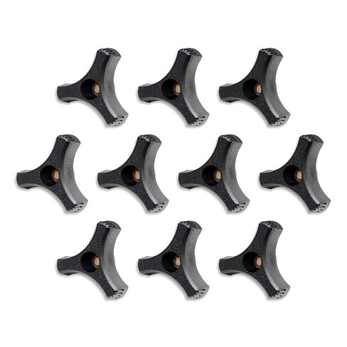 10 Pack Black Plastic Knob 5/16"-18 Three Prong Wing Nut 2 inch Diamete with Through Brass Insertr in Kuwait