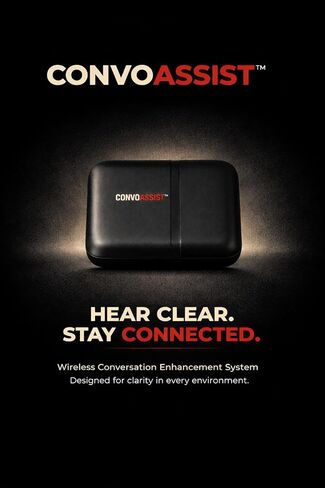 مضخم الصوت الشخصي ConvoAssist™ - جهاز استماع للمحادثات اللاسلكية مزود بميكروفونات لاسلكية مزدوجة، وحقيبة قابلة لإعادة الشحن، يساعدك على فهم المحادثات والحوار التلفزيوني in Kuwait