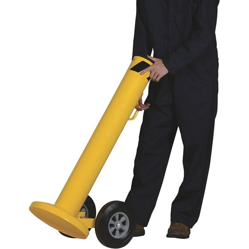 Vestil BOL-MB-42-5.5 Movable Bollard with Wheels, 42" x 5.5", Yellow in Kuwait
