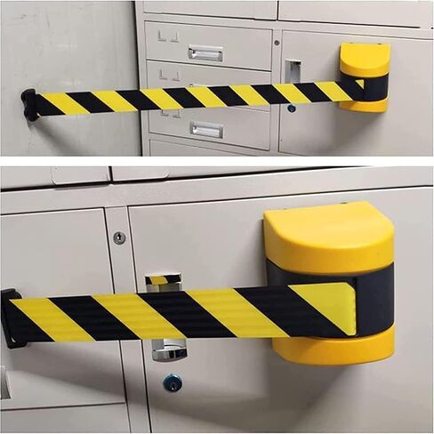 Magnetic Retractable Barrier Tape Safety, Safety Cordon Barrier, Queue Barrier Belt, Wall Mount Magnet adsorption for Separated Region(10M) in Kuwait