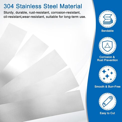 uxcell 5 Pcs Stainless Steel Shim Stock, 1" Width 6" Length 0.05mm Thickness Metal Shims Flat Shims Corrosion Resistant for Leveling, Gap Filler Trim Strip, Silver in Kuwait