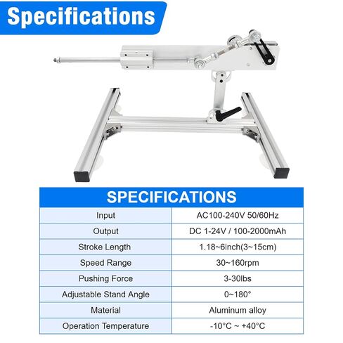 Reciprocating Cycle Linear Actuator Telescopic Motor 24V 160rpm High Torque 30lbs Stroke 1.18in-6in Adjustable,with Upgraded Stand,Suction Cup,Speed Controller (24V150mm160rpm) in Kuwait