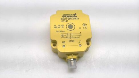TURCK BI50U-Q80-AP6X2-H1141 (1608940)، 10-30 VDC، 2 LEDs، 4 PIN، نطاق 50 مم، حجم 80 مم، قابل للتضمين، EUROFAST M12 ذكر، حثي، مفتوح بشكل عادي، PNP (مصدر)، مستطيل، مستشعر، قياسي، مستقيم in Kuwait