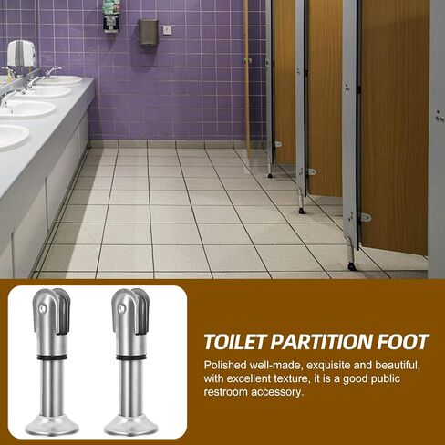 Ipetboom 4pcs 304 Stainless Steel Restroom Partition Foot Support, Toilet Cubicle Fitting Hardware for Public Bathroom, 10cm Sturdy Partition Holder Accessories in Kuwait