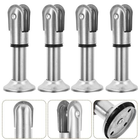 Ipetboom 4pcs 304 Stainless Steel Restroom Partition Foot Support, Toilet Cubicle Fitting Hardware for Public Bathroom, 10cm Sturdy Partition Holder Accessories in Kuwait