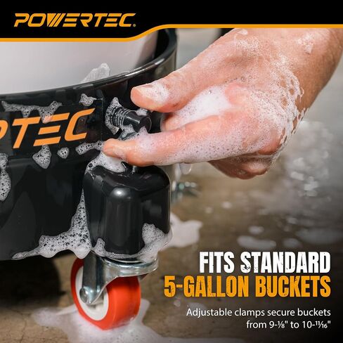 دلو POWERTEC مع عجلات دوارة لدلاء سعة 5 جالون، وأسطوانة عربة دلو سعة 5 جالون مع 3 عجلات قفل، ومشابك لولبية وموصل، مصممة لفاصل الغبار، وغسيل السيارات وتفصيلها (70487) in Kuwait