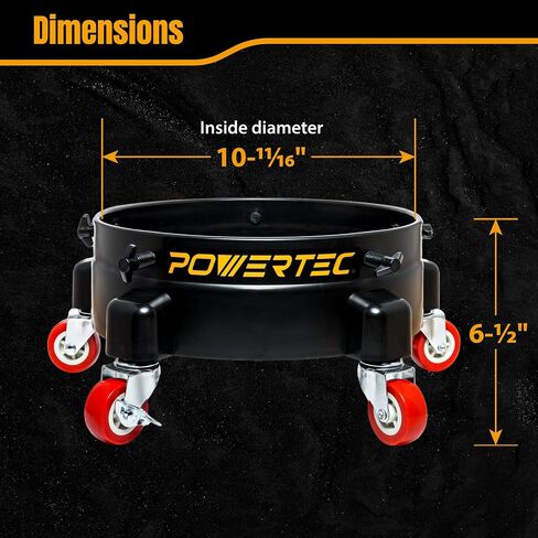 دلو POWERTEC مع عجلات دوارة لدلاء سعة 5 جالون، وأسطوانة عربة دلو سعة 5 جالون مع 3 عجلات قفل، ومشابك لولبية وموصل، مصممة لفاصل الغبار، وغسيل السيارات وتفصيلها (70487) in Kuwait