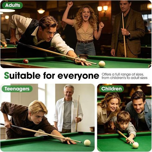 Pool Cue Sticks 42" Set of 2 Billiard Cue Sticks Multi-Size Options with Standard & Heavy Weight (12oz-20oz) for Kids, Teens & Adults Solid Birch Shaft, 13mm Leather Tip, Stainless Steel Joint in Kuwait