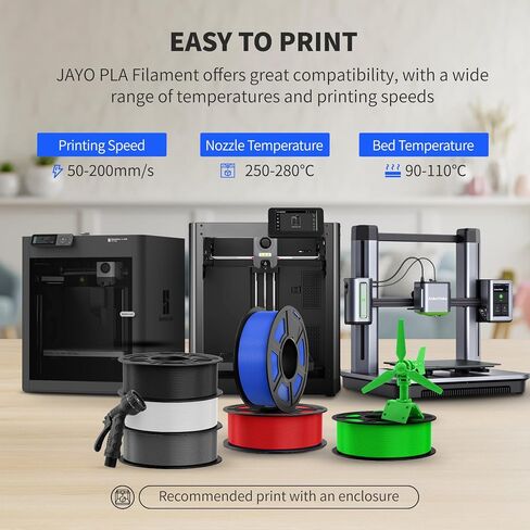 JAYO ASA Filament 1.75 مم أسود 1 كجم، خيوط طابعة ثلاثية الأبعاد مقاومة للأشعة فوق البنفسجية والطقس مثالية للأجزاء الوظيفية الخارجية، دقة الأبعاد +/- 0.02 مم in Kuwait